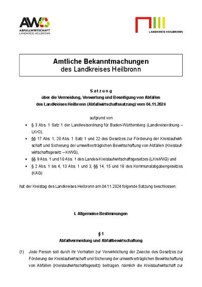 Abfallwirtschaftssatzung 2026